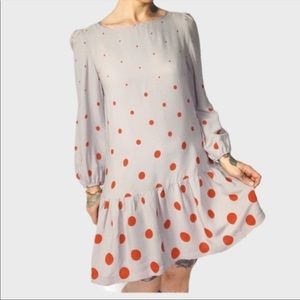 Anthropologie Meadow Rue Polka Dot Dress w/Ruffle minutiae 0 NWOT